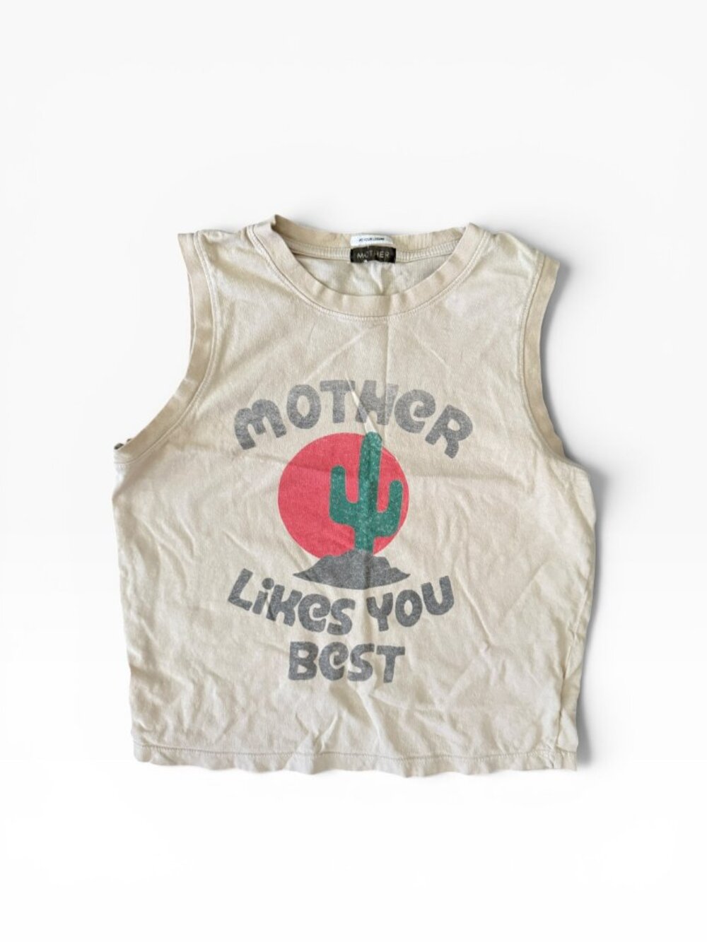 MOTHER The Strong and Silent Type- MOTHER loves you- XS- Cream/Cactus